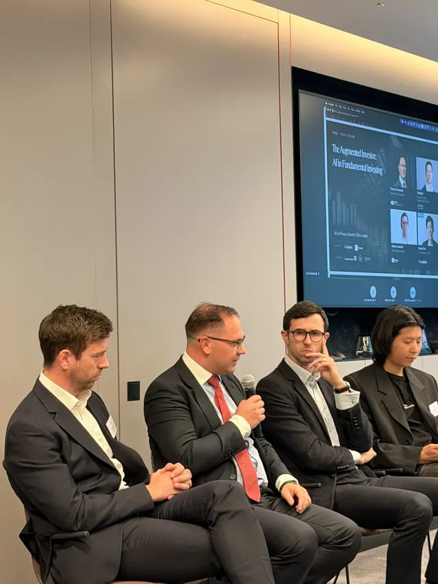 Panel one on stage at AI for Finance Summit London